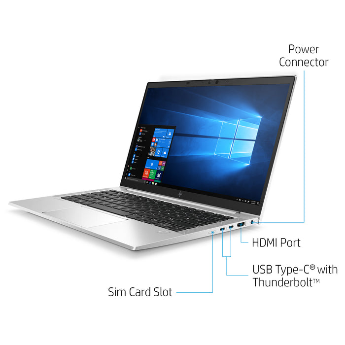 HP EliteBook 830 G7, Intel® Core™ i7, 1.8 GHz, 33.8 cm (13.3"), 1920 x 1080 pixels, 8 GB, 256 GB