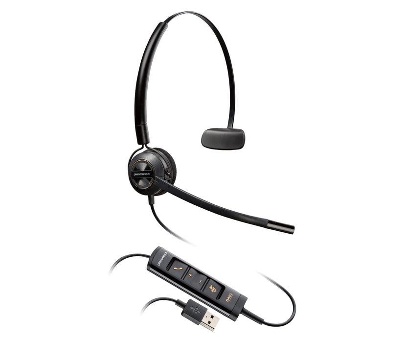 HP Poly EncorePro 545 USB-A Convertible Headset, Wired, Calls/Music, 32 g, Headset, Black