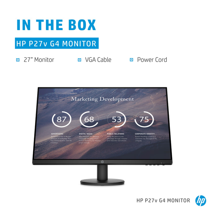 HP P27v G4, 68.6 cm (27"), 1920 x 1080 pixels, Full HD, LCD, 5 ms, Black