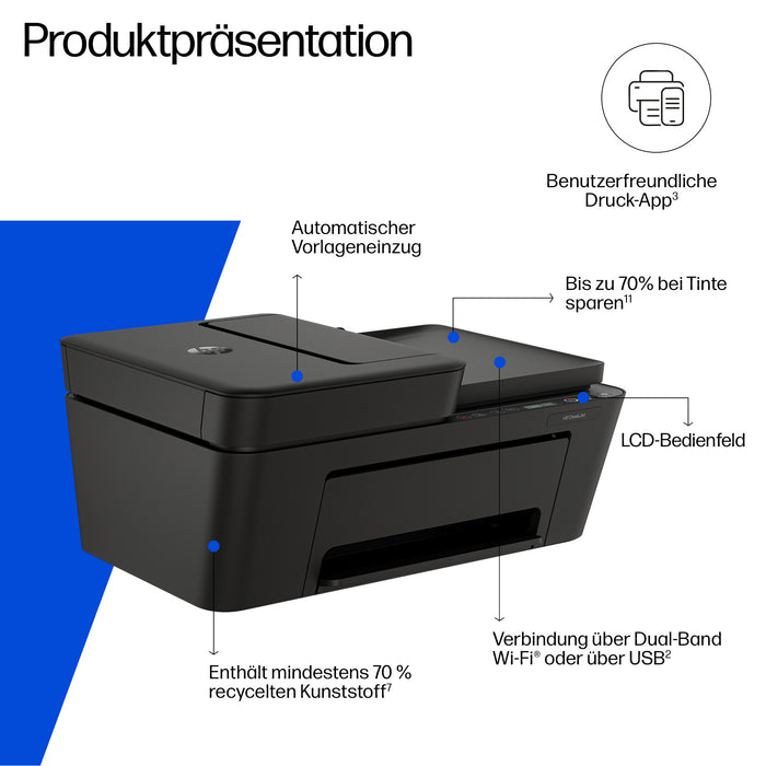 HP DeskJet 4310 Wireless All-in-One Color Printer, Instant Ink, Thermal inkjet, Colour printing, 4800 x 1200 DPI, Colour copying, A4, Grey