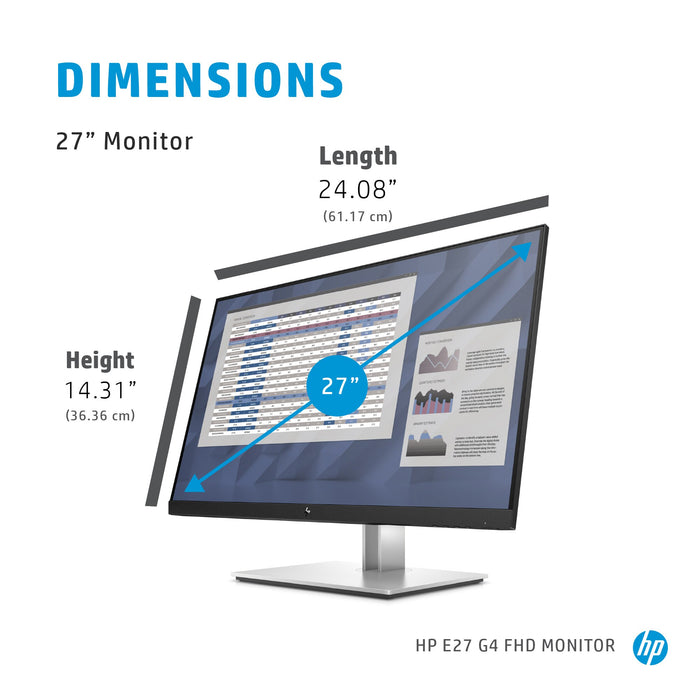 HP E-Series E27 G4, 68.6 cm (27"), 1920 x 1080 pixels, Full HD, LED, 5 ms, Black