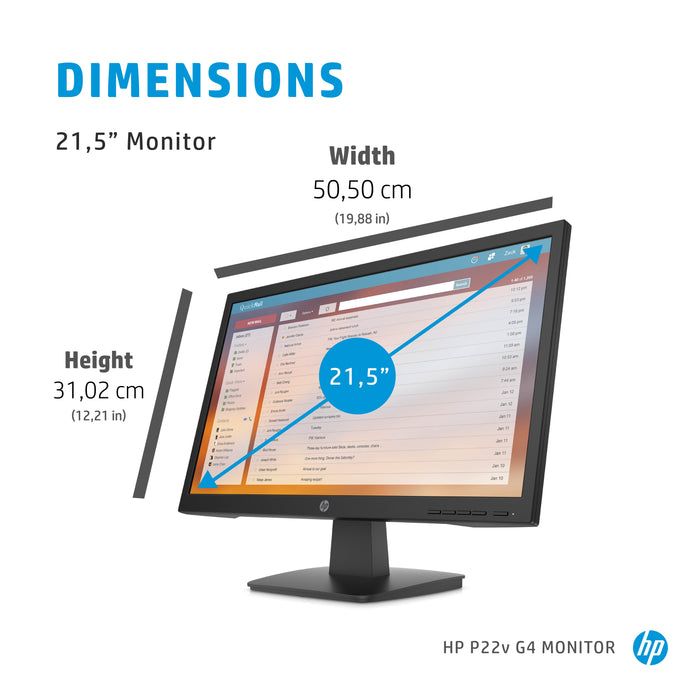 HP P22v G4, 54.6 cm (21.5"), 1920 x 1080 pixels, Full HD, 5 ms, Black