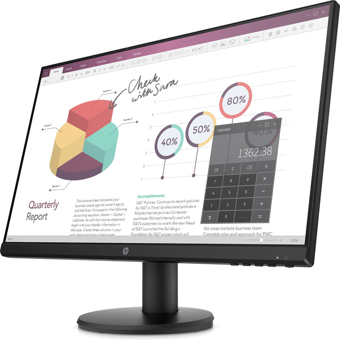 HP P24v G4 Monitor, 60.5 cm (23.8"), 1920 x 1080 pixels, Full HD, LCD, 5 ms, Black