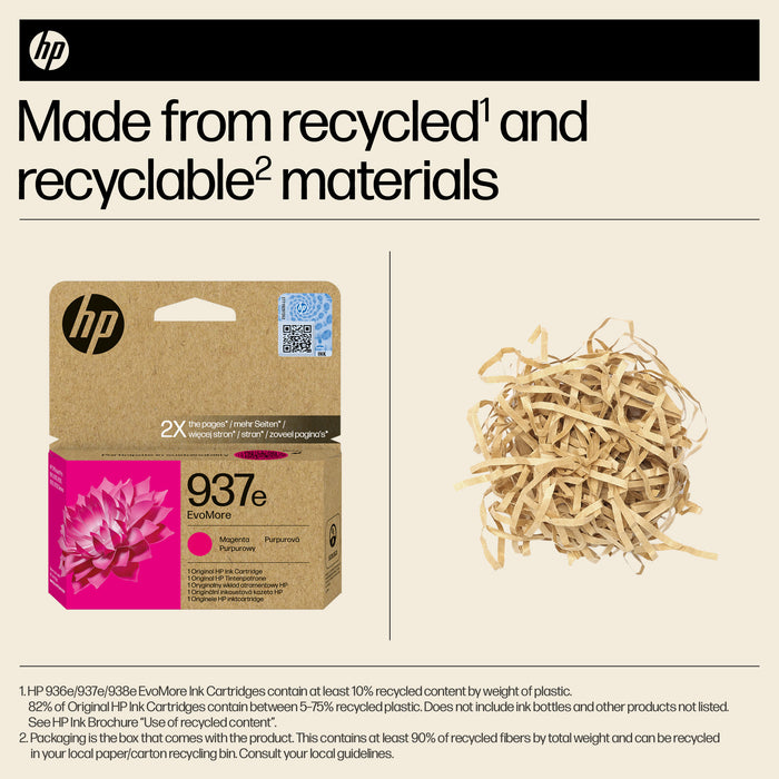 HP 937e EvoMore Magenta Original Ink Cartridge, High (XL) Yield, Magenta, 1 pc(s), 1650 pages, Single pack