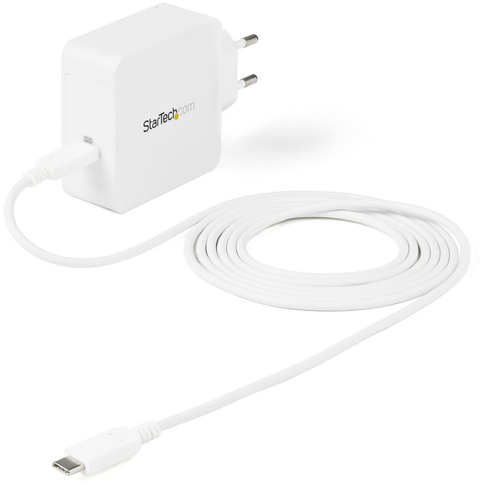 StarTech.com USB C Wall Charger - USB C Laptop Charger 60W PD - 6ft/2m Cable - Universal Compact Type C Power Adapter - Dell XPS/Lenovo X1 Carbon/HP EliteBook/MacBook - USB IF/CE Certified, Indoor, AC, 20 V, White