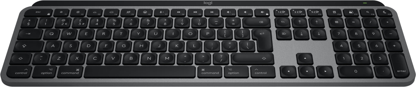 Logitech MX Keys S for Mac, Wireless, RF Wireless + Bluetooth, Scissor key switch, QWERTY, LED, Aluminium, Black