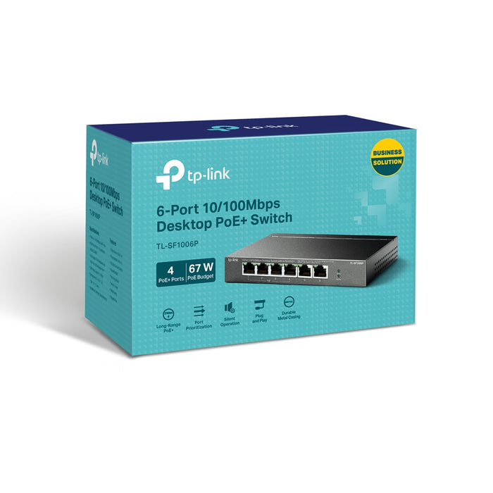 TP-Link TL-SF1006P, Unmanaged, Fast Ethernet (10/100), Full duplex, Power over Ethernet (PoE)