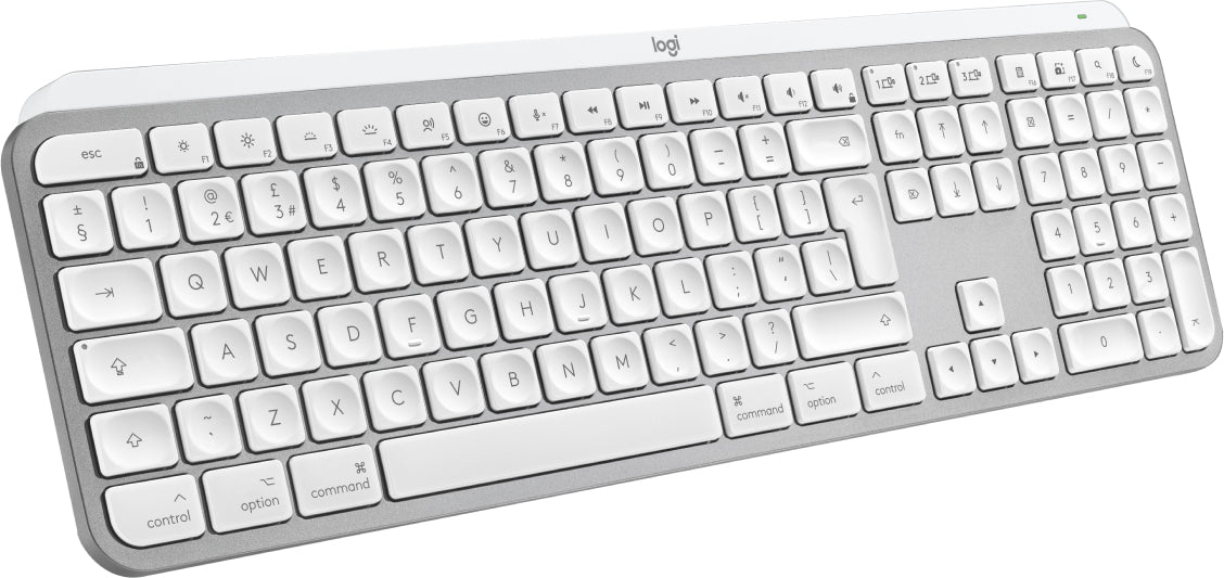 Logitech MX Keys S for Mac, Wireless, RF Wireless + Bluetooth, Scissor key switch, QWERTY, LED, Aluminium, White