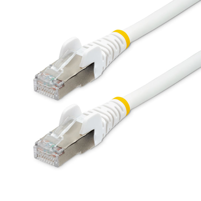 StarTech.com 1m CAT6a Ethernet Cable - White - Low Smoke Zero Halogen (LSZH) - 10GbE 500MHz 100W PoE++ Snagless RJ-45 w/Strain Reliefs S/FTP Network Patch Cord, 1 m, Cat6a, S/FTP (S-STP), RJ-45, RJ-45, White