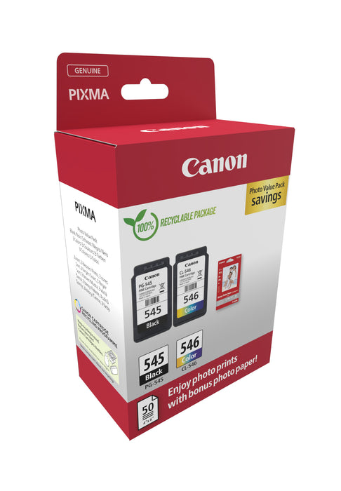 Canon 8287B008, Black, Cyan, Magenta, Yellow, 8 ml, 8 ml, 2 pc(s), 180 pages, Photo value pack