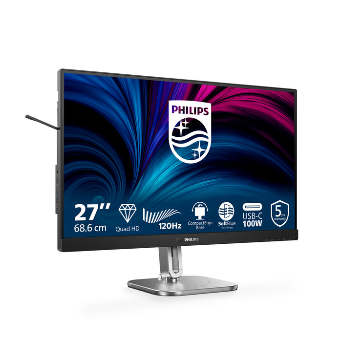 Philips 27B2U4601/00, 68.6 cm (27"), 2560 x 1440 pixels, Quad HD, LCD, 4 ms, Grey