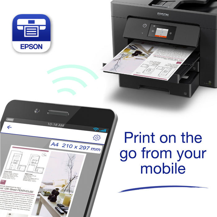 Epson WorkForce WF-7830DTWF, Inkjet, Colour printing, 4800 x 2400 DPI, A3, Direct printing, Black