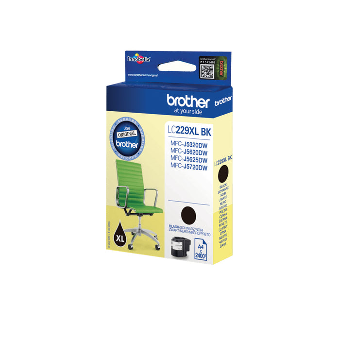 Brother LC229XLBK, Black, Pigment-based ink, 1 pc(s), 2400 pages, Single pack
