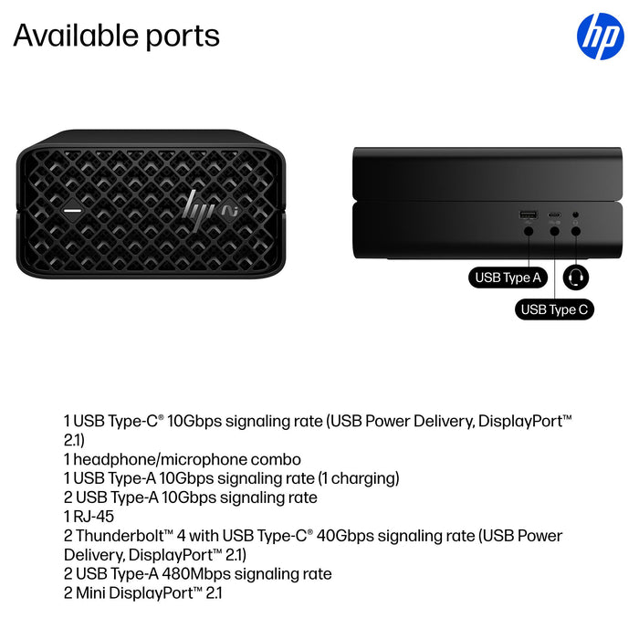 HP Z2 Mini G1a, 3.6 GHz, AMD Ryzen AI Max PRO, PRO 385, 64 GB, 1 TB, Windows 11 Pro