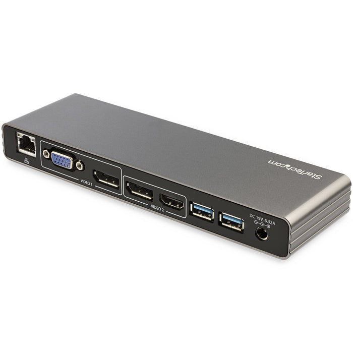 StarTech.com Thunderbolt 3 Dock - Dual 4K 60Hz Monitor TB3 Laptop Docking Station with DisplayPort, HDMI & 1080p VGA - 85W Power Delivery & Charging - 2x USB-A, Ethernet - Mac & Windows (TB3DK2DHVUE)