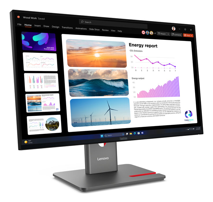 Lenovo ThinkVision P24Q-40 Monitor, 60.5 cm (23.8"), 2560 x 1440 pixels, Wide Quad HD, LED, 6 ms, Black