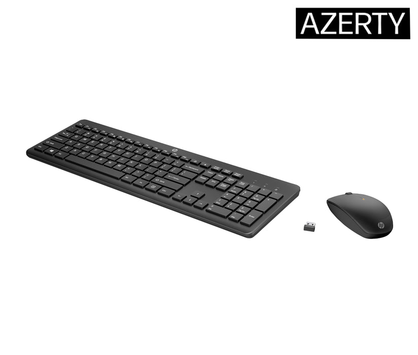 HP 230 Wireless Mouse and Keyboard Combo, Full-size, Wireless, RF Wireless, Membrane, Black, Mouse included