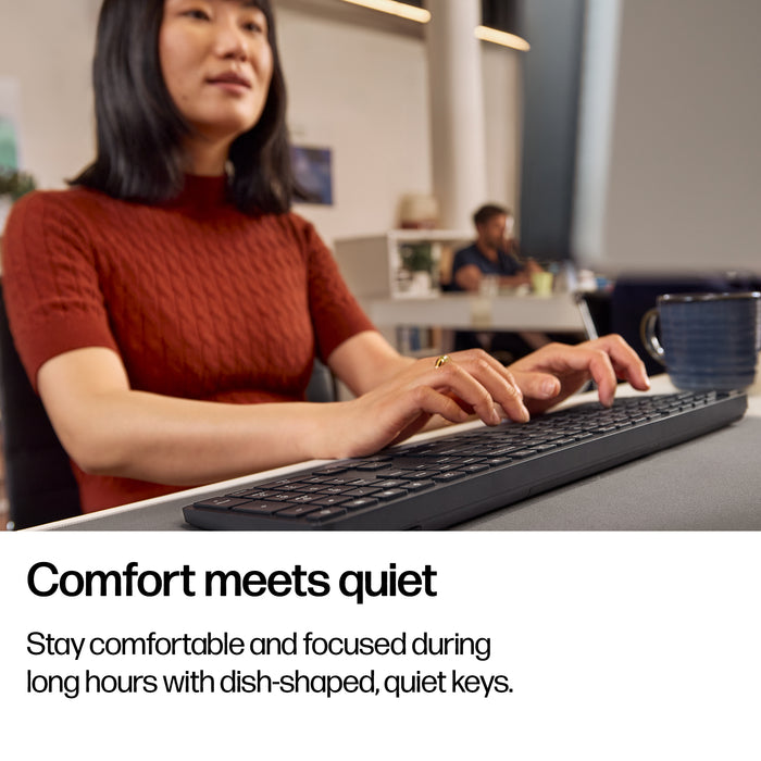 HP 490K Multi-Device Dual-Mode Keyboard, Full-size (100%), Wireless, USB + Bluetooth, Plunger key switch, QWERTY, Black