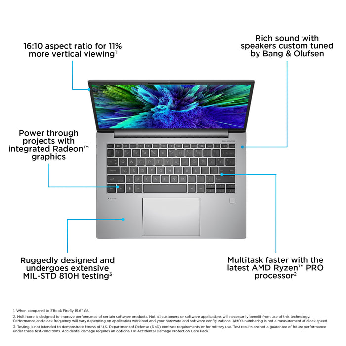 HP ZBook Firefly G10 А, AMD Ryzen™ 7 PRO, 3.8 GHz, 35.6 cm (14"), 1920 x 1200 pixels, 16 GB, 512 GB