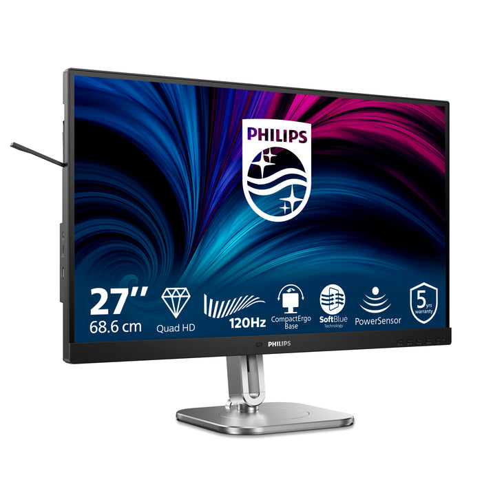 Philips 4000 series 27B2N4500/00, 68.6 cm (27"), 2560 x 1440 pixels, Quad HD, LCD, 4 ms, Grey