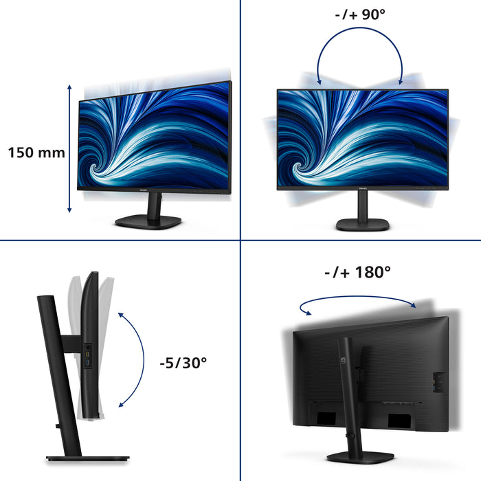 Philips 27B2N3500J/00, 68.6 cm (27"), 2560 x 1440 pixels, 2K, LCD, 4 ms, Black
