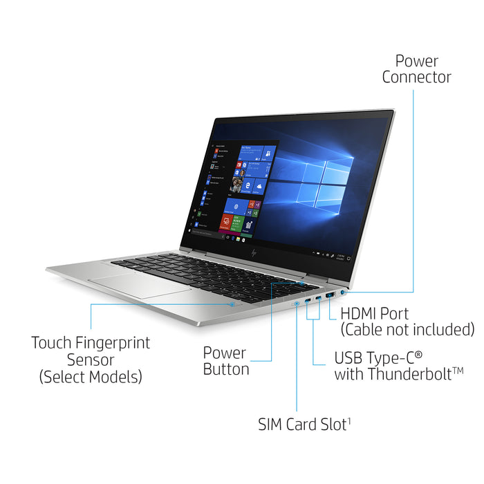 HP EliteBook x360 830 G7, Intel® Core™ i7, 1.8 GHz, 33.8 cm (13.3"), 1920 x 1080 pixels, 16 GB, 256 GB
