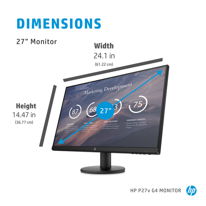 HP P27v G4, 68.6 cm (27"), 1920 x 1080 pixels, Full HD, LCD, 5 ms, Black