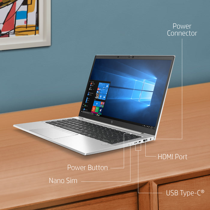 HP EliteBook 845 G7, AMD Ryzen™ 5 PRO, 2.1 GHz, 35.6 cm (14"), 1920 x 1080 pixels, 8 GB, 256 GB