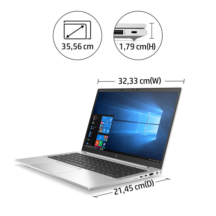 HP EliteBook 845 G7, AMD Ryzen™ 5 PRO, 2.1 GHz, 35.6 cm (14"), 1920 x 1080 pixels, 8 GB, 256 GB