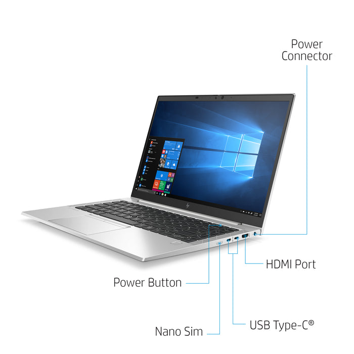 HP EliteBook 845 G7, AMD Ryzen™ 5 PRO, 2.1 GHz, 35.6 cm (14"), 1920 x 1080 pixels, 8 GB, 256 GB