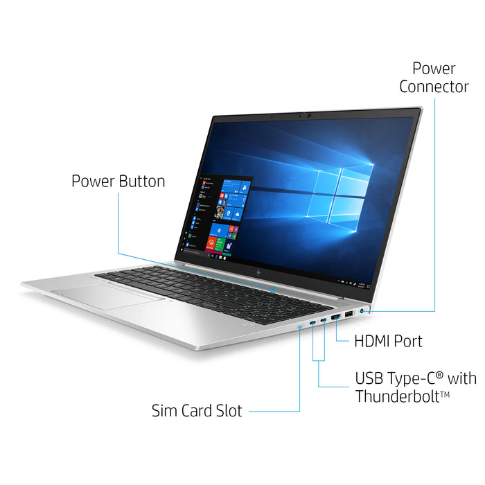 HP EliteBook 850 G7, Intel® Core™ i7, 1.8 GHz, 39.6 cm (15.6"), 1920 x 1080 pixels, 16 GB, 512 GB