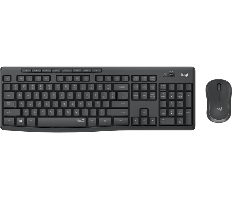 Logitech MK295 Silent Wireless Combo, Full-size (100%), Wired, USB, QWERTY, Graphite, Mouse included