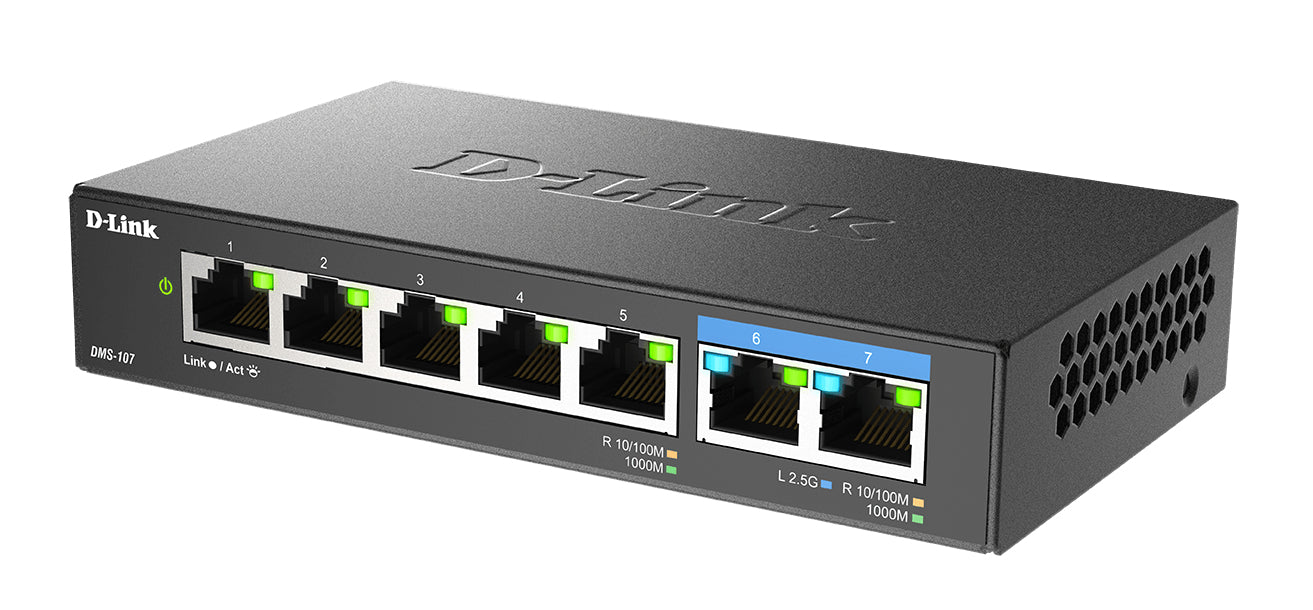 D-Link 7-Port Multi-Gigabit Unmanaged Switch, Unmanaged, Gigabit Ethernet (10/100/1000)