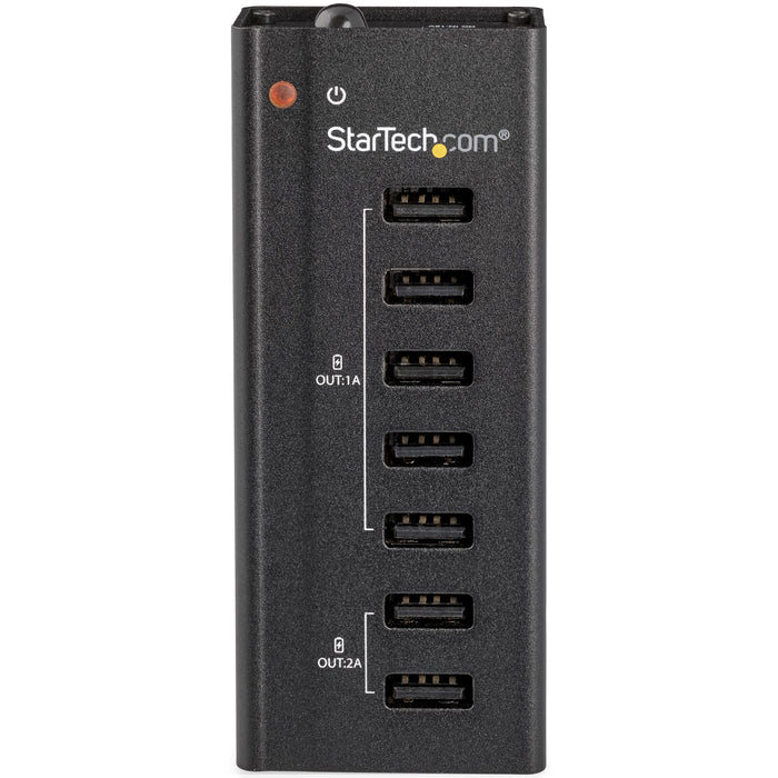 StarTech.com 7-Port USB Charging Station with 5x 1A Ports and 2x 2A Ports, Indoor, DC, 12 V, Black