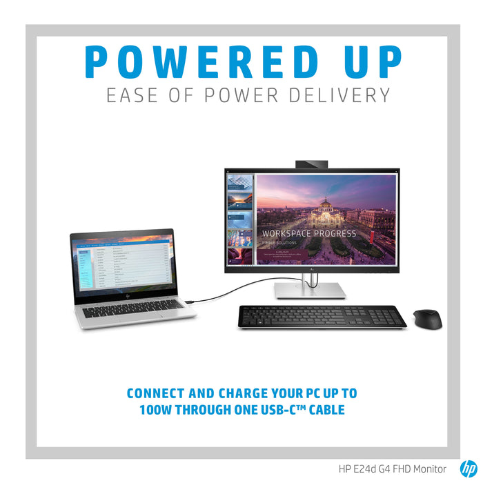 HP E24d G4 FHD USB-C Docking Monitor, 60.5 cm (23.8"), 1920 x 1080 pixels, Full HD, LED, 5 ms, Black, Silver