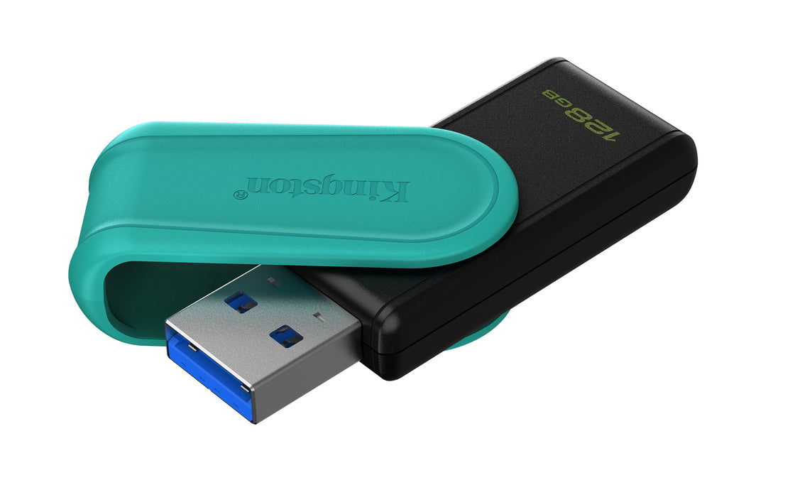 Kingston Technology DataTraveler 128GB Portable USB 3.2 Gen 1 Exodia S (Black/Turquoise), 128 GB, USB Type-A, 3.2 Gen 1 (3.1 Gen 1), Swivel, 8.32 g, Black, Turquoise
