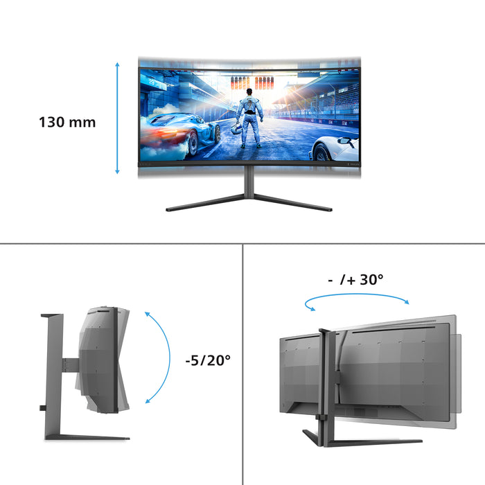 Philips Evnia 6000 34M2C6500/00, 86.4 cm (34"), 3440 x 1440 pixels, Wide Quad HD, QD-OLED, 0.03 ms, Grey