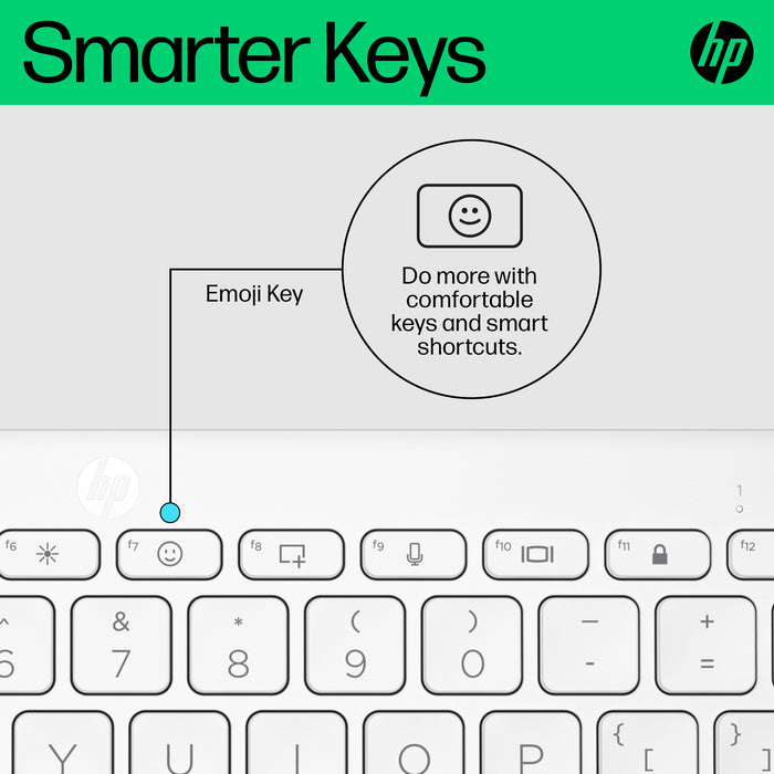 HP 350 Compact Multi-Device Bluetooth Keyboard, Wireless, Bluetooth, Mechanical, White