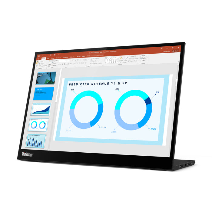 Lenovo ThinkVision M14d, 35.6 cm (14"), 2240 x 1400 pixels, 2.2K, LED, 8 ms, Black