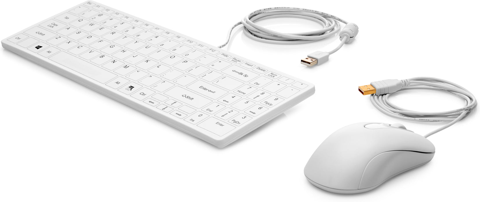 HP USB Keyboard and Mouse Healthcare Edition, Full-size (100%), Wired, USB, Membrane, White, Mouse included