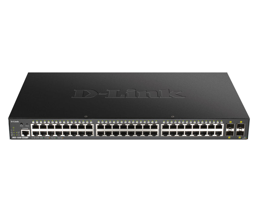 D-Link 48-port Gigabit Smart Managed Switch with 4 x 10G SFP+, 370Watts, Managed, L3, Power over Ethernet (PoE), Rack mounting