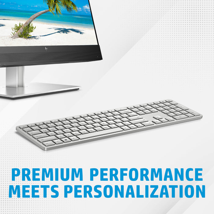 HP 970 Programmable Wireless Keyboard, Wireless, Bluetooth, Silver