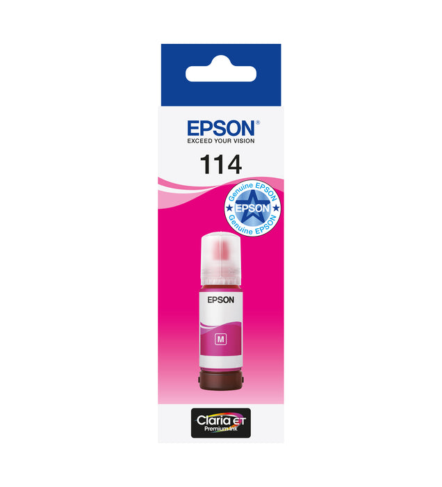 Epson 114 EcoTank Magenta ink bottle, Original, Magenta, Epson, EcoTank ET-8550, EcoTank ET-8500, Standard Yield, 70 ml