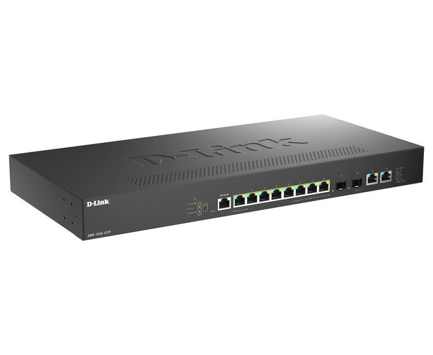 D-Link 12-Port Multi-Gigabit Smart Managed PoE+ Switch including 8 x 2.5G PoE+ Ports, Managed, L2/L3, 2.5G Ethernet (100/1000/2500), Power over Ethernet (PoE), Rack mounting
