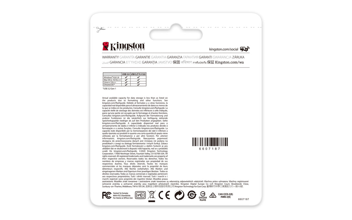 Kingston Technology DataTraveler 64GB Kyson USB Flash Drive, 64 GB, USB Type-A, 3.2 Gen 1 (3.1 Gen 1), 200 MB/s, Capless, Silver