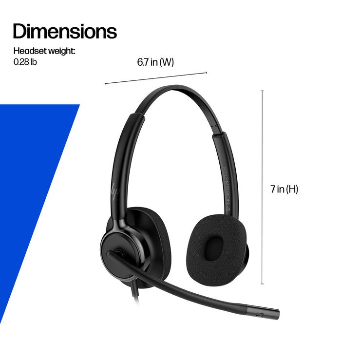 HP Poly Mission 425 Stereo USB Wired Headset Classic, Wired, Office/Call center, 126 g, Headset, Black