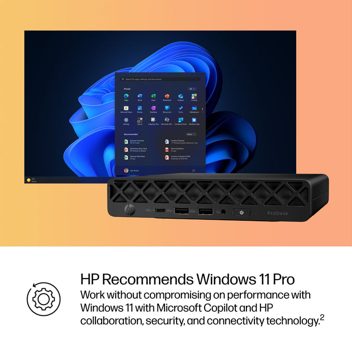HP ProDesk 4 G1i AI PC, Intel Core Ultra 5, 235T, 8 GB, DDR5-SDRAM, 256 GB, Windows 11 Pro