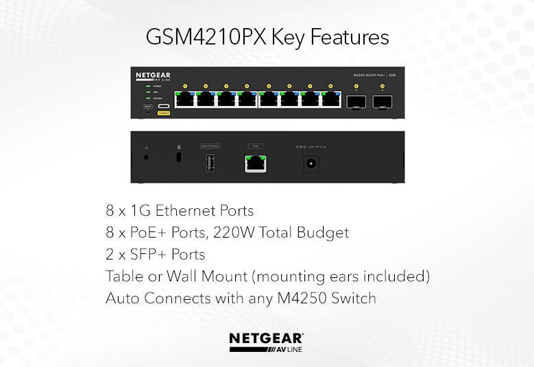 NETGEAR 8x1G PoE+ 110W 1x1G and 1xSFP Managed Switch, Managed, L2/L3, Gigabit Ethernet (10/100/1000), Full duplex, Power over Ethernet (PoE), Rack mounting