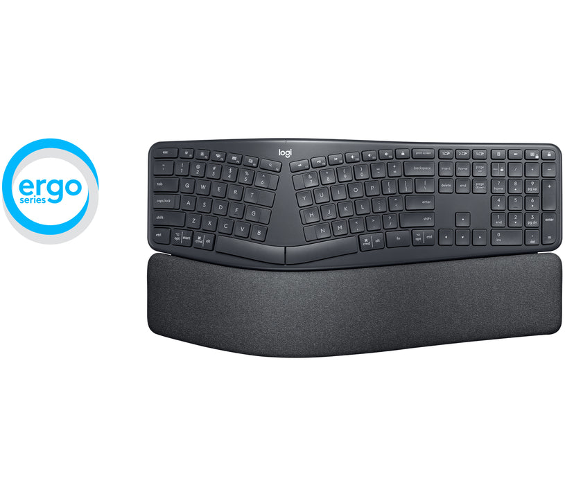 Logitech ERGO K860, Full-size (100%), Wireless, RF Wireless + Bluetooth, Semi-mechanical key switch, Graphite