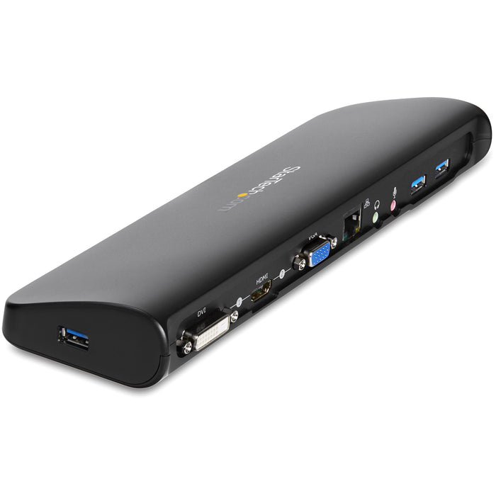 StarTech Dual Monitor USB 3.0 Laptop Docking Station with HDMI/DVI/VGA, 3x USB-A Hub, GbE, Audio, Universal Type-A Dock for Windows/macOS/ChromeOS - TAA Compliant (USB3SDOCKHDV)